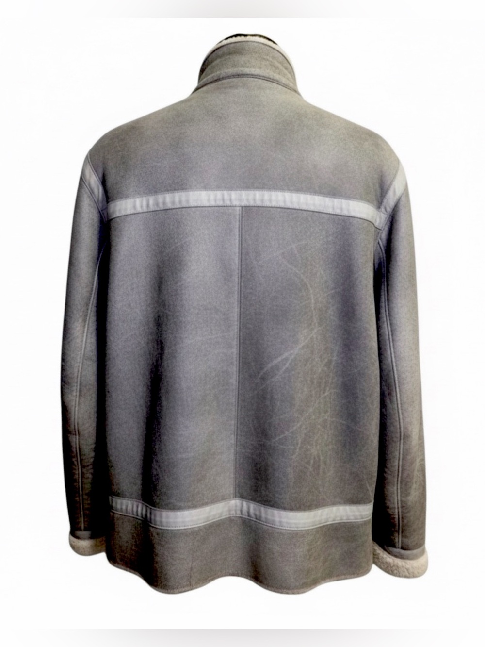 Versace Jeans Couture Distressed Shearling Jacket – Gray | Vintage Luxury - Picture 7 of 13